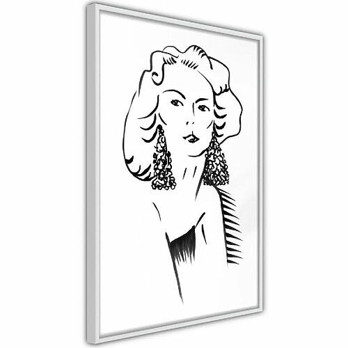 Paris Prix Affiche Murale Encadrée Hypnotic Earrings 30 x 45 cm Blanc