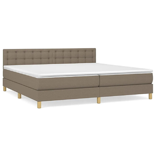 Maison Chic Lit adulte- Lit + matelas,Sommier à lattes de lit avec matelas Taupe 200x200 cm Tissu -GKD58408