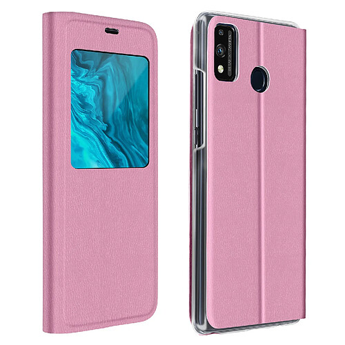 Avizar Étui Honor 9X Lite Fenêtre d'Affichage Clapet Folio Ultra-fin rose