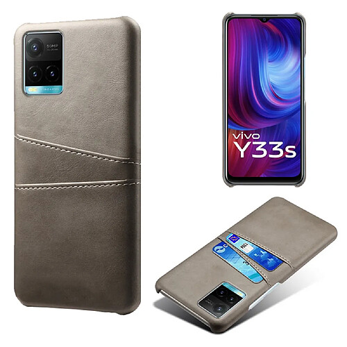 Coque en TPU + PU anti-chocs avec porte-cartes, gris pour votre Vivo Y21/Vivo Y21s/Vivo Y33s