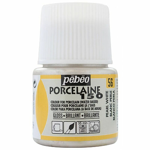 Pebeo Peinture à l'eau brillante pour porcelaine - Blanc perle - 45 ml