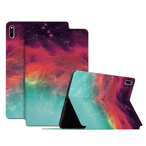 Etui en PU motif ciel étoilé avec support Ciel étoilé coloré pour votre Huawei MatePad 10.4 (2020)