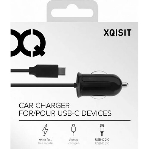 Xqisit 29288 Auto Noir Chargeur de téléphones Portables - Chargeurs de téléphones Portables (Auto, Allume-Cigare, 5 V, 1 m, Noir)