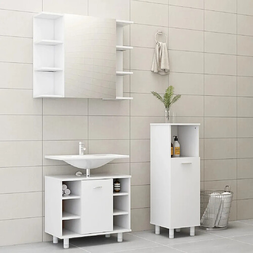 vidaXL Ensemble de meubles de bain 3 pcs Blanc Bois d'ingénierie