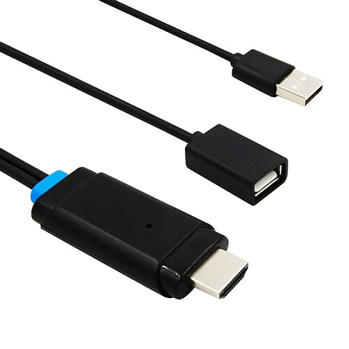 Wewoo Pour iPhone / iPad, Support noir iOS 7.0 et ci-dessus CA04F USB 2.0 Mâle + USB 2.0 Femelle vers HDMI 1.4 HDTV Câble Adaptateur AV