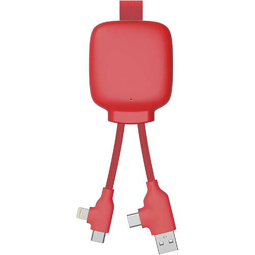 SANAG Câble Multi-Connecteurs Usb 4 En 1 - Chargeur Universel Et Batterie Externe 3000 Mah En Plastique Recyclé Gamma Lite Rouge