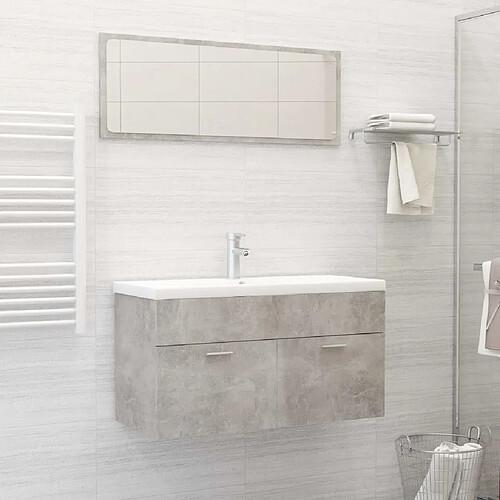 vidaXL Ensemble de meubles de salle de bain 2 pcs gris béton