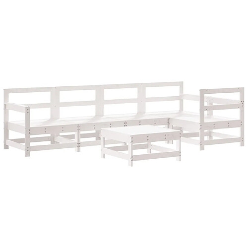 Maison Chic Salon de jardin 6 pcs - Table et chaises d'extérieur - Mobilier/Meubles de jardin Moderne Blanc Bois de pin massif -MN30395