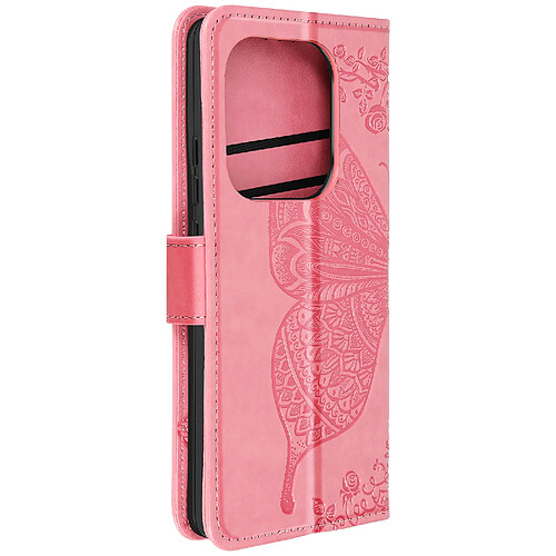 Avizar Étui Papillon Mandala pour Redmi Note 13 Pro Portefeuille Dragonne Rose