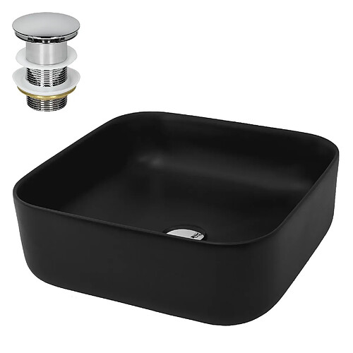 Lavabo 39,5x39,5x14 cm céramique noire ML-Design