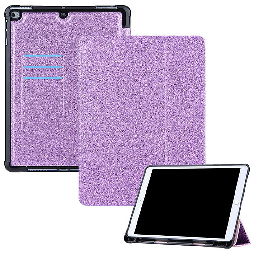 Etui en PU avec support tripliure et porte-stylo violet pour votre Apple iPad 9.7 pouces (2018)/(2017)/Air 2/Air (2013)