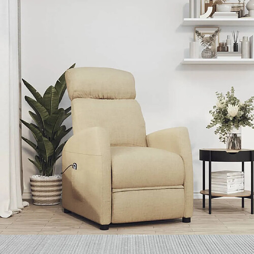 vidaXL Fauteuil Crème Tissu