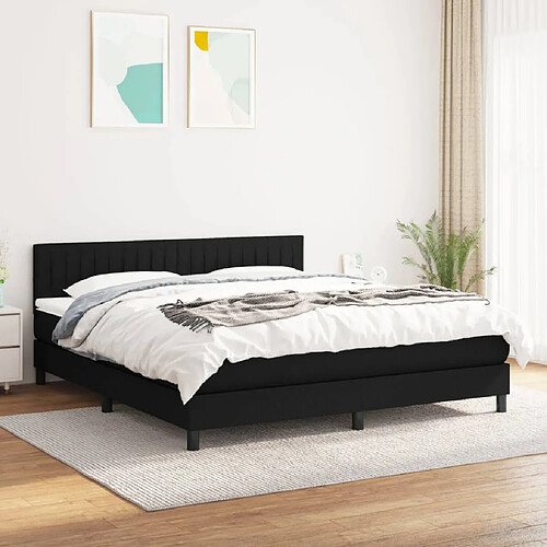 vidaXL Sommier à lattes de lit avec matelas Noir 160x200 cm Tissu