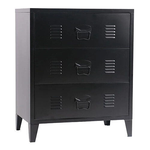 Helloshop26 Commode stylée meuble de rangement pratique métallique acier 72 x 60 x 40 cm noir 03_0006837