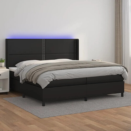 vidaXL Sommier à lattes de lit matelas LED Noir 200x200cm Similicuir