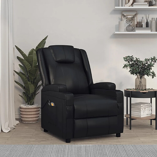 vidaXL Fauteuil électrique de massage Noir Similicuir