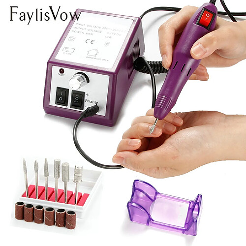 Universal 20 000 rpm Fil Foreuse Set Fraise Manucure Manucure Gel Démaquillant Pinces Outil d'art des ongles(Violet)