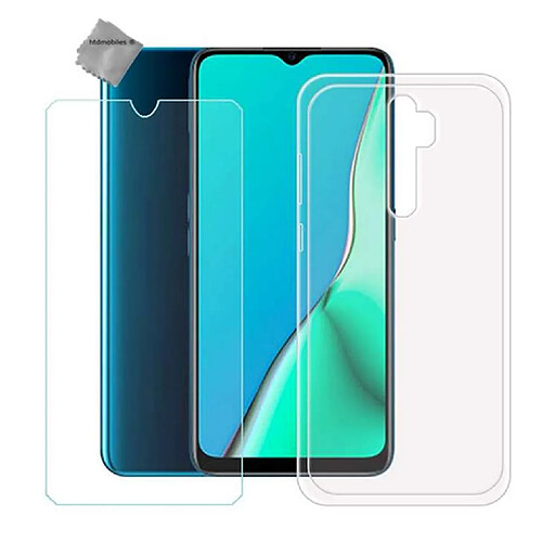 Htdmobiles Coque silicone gel fine pour Oppo A9 (2020) + verre trempe - BLANC TRANSPARENT