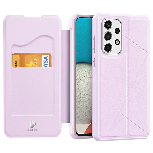 Etui en PU DUX DUCIS magnétique auto-absorbant avec support et porte-cartes rose pour votre Samsung Galaxy A73 5G