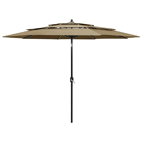 vidaXL Parasol de jardin à 3 niveaux avec mât en aluminium taupe 3 m