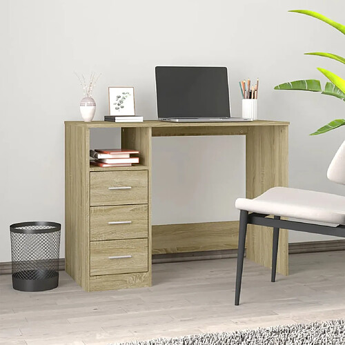 vidaXL Bureau avec tiroirs Chêne sonoma 102x50x76 cm Bois d'ingénierie