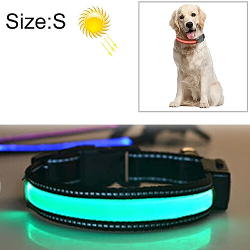 Wewoo Collier de lumière LED de charge pour animal de compagnie, solaire, moyen et grand, pour animaux de compagnie, taille du tour de cou: S, 35-40cm (vert)