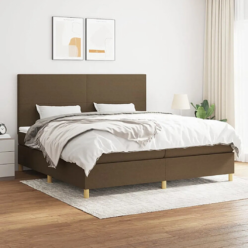 vidaXL Sommier à lattes de lit avec matelas Marron foncé 200x200 cm