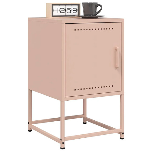 vidaXL Tables de chevet 2 pcs rose 36x39x60,5 cm acier