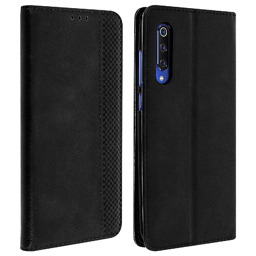 Avizar Housse Xiaomi Mi 9 Etui Coque Effet Vieilli Porte-cartes Support - Noir