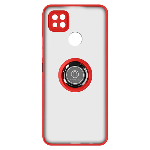 Avizar Coque Xiaomi Redmi 10A Bi-matière Bague Métallique Support Vidéo rouge