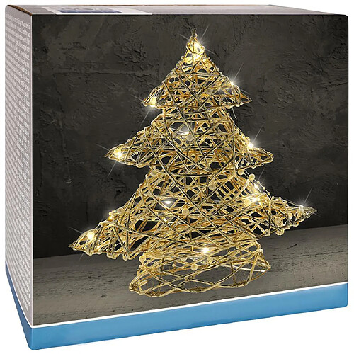 Sapin de Noël lumineux décoration de Noël or 20 LED 30 cm