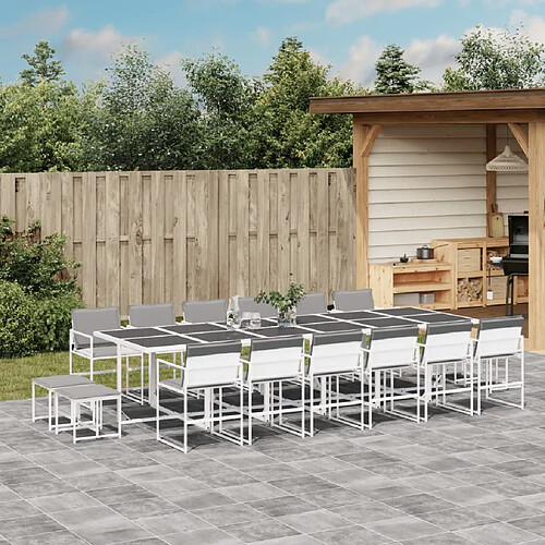 vidaXL Ensemble à manger de jardin avec coussins 17pcs blanc textilène