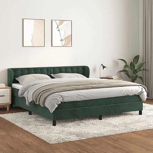 vidaXL Sommier à lattes de lit et matelas Vert foncé 180x200cm Velours