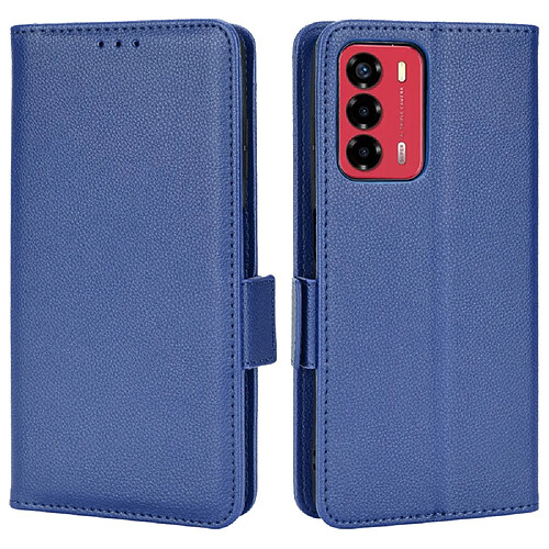 Etui en PU texture litchi avec support, bleu foncé pour votre ZTE Blade A72/Blade V40 Vita