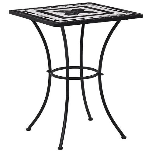 vidaXL Table de bistro mosaïque Noir et blanc 60 cm Céramique