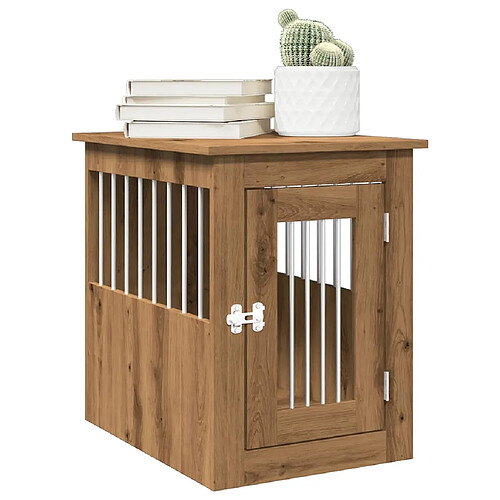 vidaXL Meuble de cage pour chiens chêne artisanal 45x62x59 cm