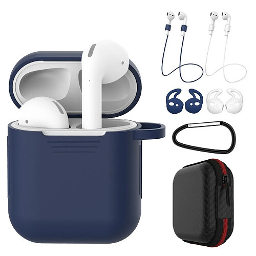 Wewoo Coque 7 PCS sans fil écouteurs antichoc étui de protection en silicone pour Apple AirPods 1/2 blanc bleu