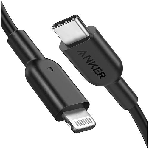 Anker Câble USB C vers Lightning [1,8 m certifié MFi] Powerline II pour iPhone 12 Pro Max/12/11 Pro/X/XS/XR/8 Plus/AirPods Pro (Noir)