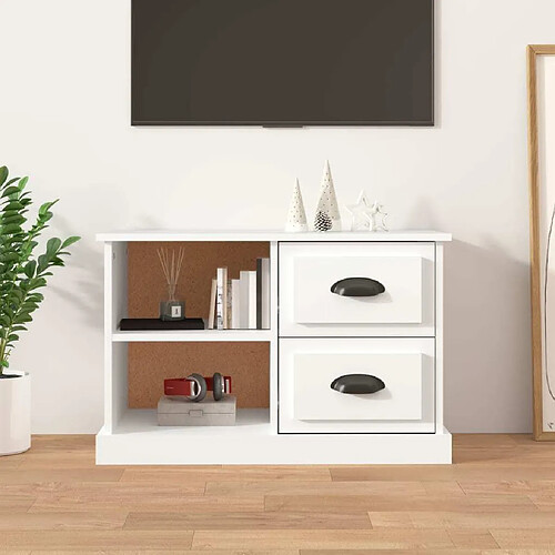 Maison Chic Meuble TV scandinave - Banc TV pour salon blanc 73x35,5x47,5 cm bois d'ingénierie -MN43395