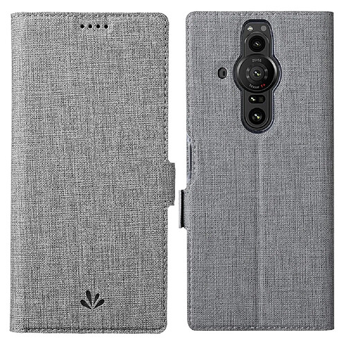 Etui en PU VILI doubles fermoirs magnétiques avec support gris pour votre Sony Xperia Pro-I