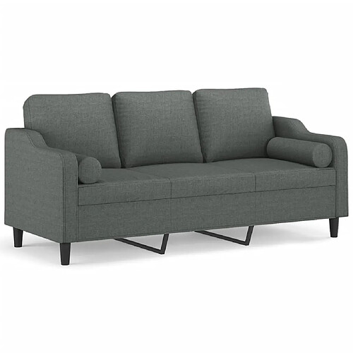 Maison Chic Canapé 3 places avec oreillers,Sofa de Salon,Canapé droit gris foncé 180 cm tissu -GKD760467