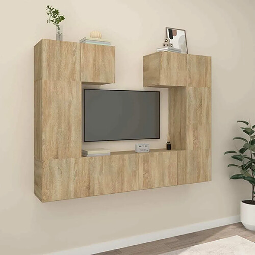 Maison Chic Ensemble de meubles TV 6 pcs | Banc TV Moderne pour salon | Meuble de Rangement - Chêne sonoma Bois d'ingénierie -MN33264