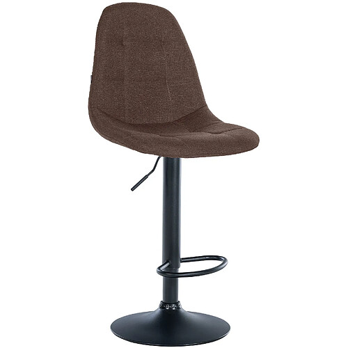 Decoshop26 Tabouret de bar x1 avec repose-pieds hauteur réglable pivotant assise en tissu marron cadre métallique noir 10_0004837