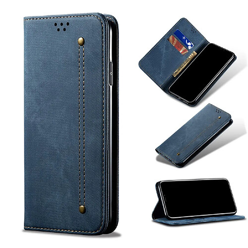 Etui en PU jean style vintage flip en tissu bleu pour votre OnePlus 8 Pro