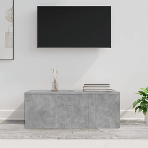 vidaXL Meuble TV Gris béton 80x34x30 cm Bois d'ingénierie