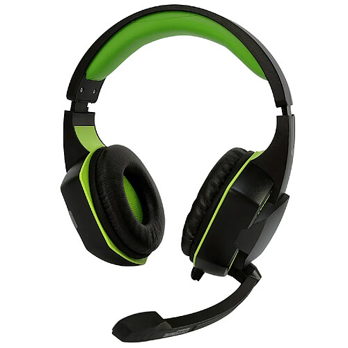 Casque Pro Gamer Amstrad Basic AMS H555 vert avec Rétroéclairage LED - 40mm Power Bass avec micro intégré, réglage volume