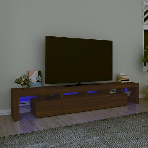 vidaXL Meuble TV avec lumières LED Chêne marron 230x36,5x40 cm