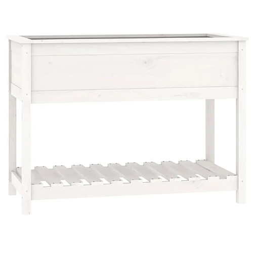 Maison Chic Jardinière,Bac à fleurs - pot de fleur avec étagère Blanc 111,5x54x81 cm Bois massif de pin -GKD12178