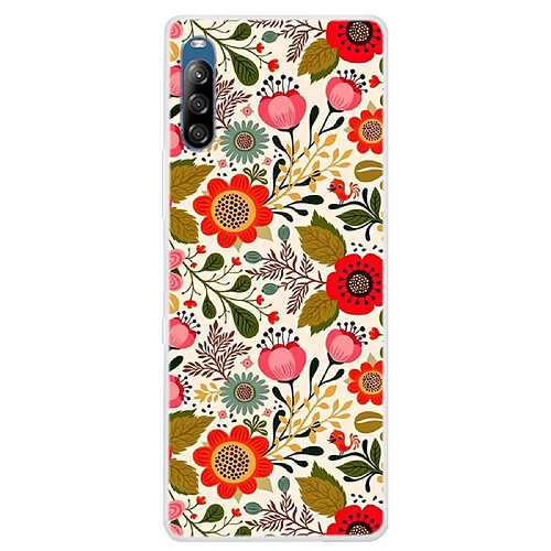 Coque en TPU impression de motifs souple fleurs rouges pour votre Sony Xperia L4