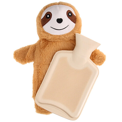 ZEN Bouillotte déhoussable en peluche Paresseux 750ml Marron clair